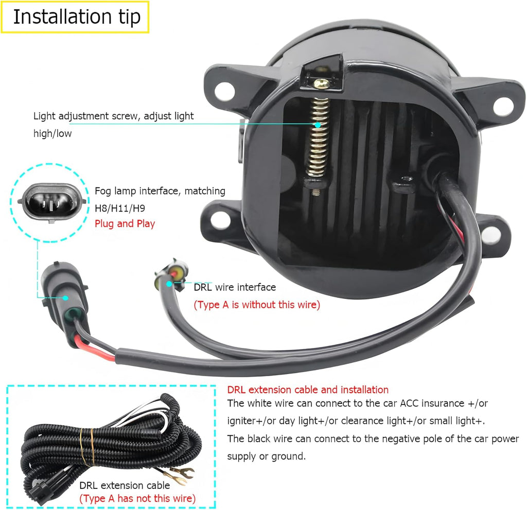Original Car Upgraded LED Angel Eyes Fog Lights Compatible With Honda Civic CR-V CR-Z Fit JAZZ HR-V Pilot Accord Odyssey Ridgeline Crosstour GK5 Crider 2012 2013 2015 2016 2018 2019 2020 2021 2022