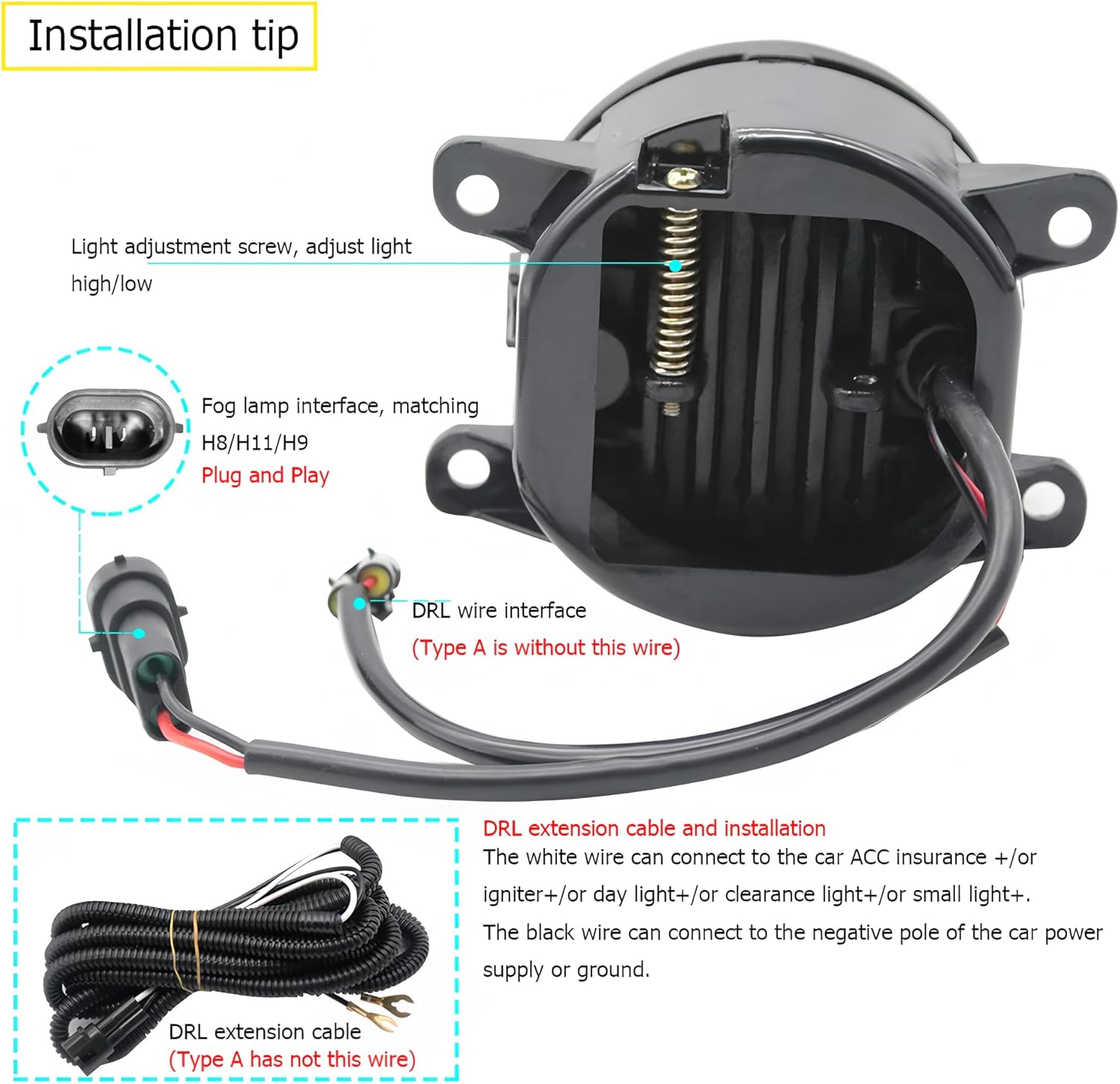 Original Car Upgraded LED Angel Eyes Fog Lights Compatible With Honda Civic CR-V CR-Z Fit JAZZ HR-V Pilot Accord Odyssey Ridgeline Crosstour GK5 Crider 2012 2013 2015 2016 2018 2019 2020 2021 2022