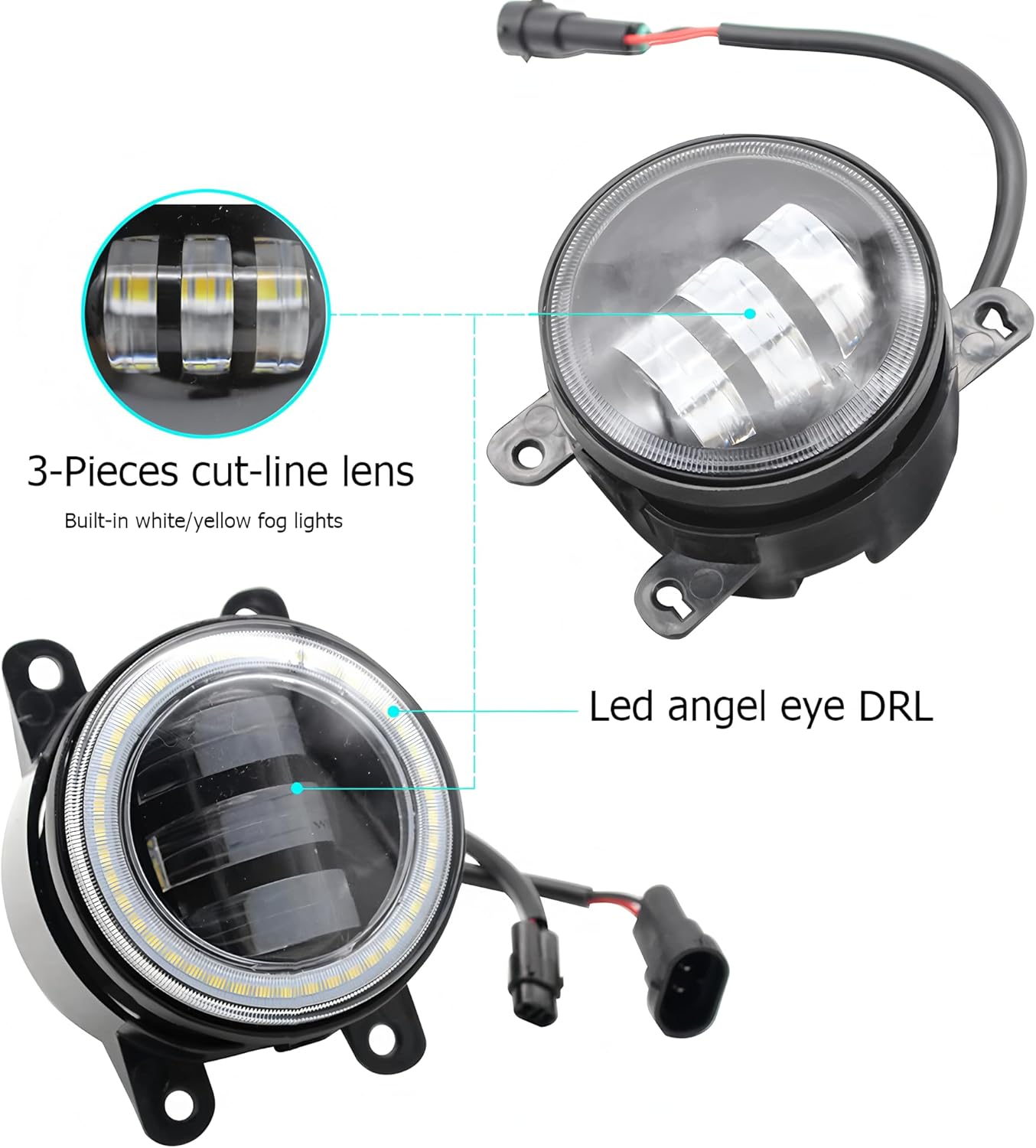 Original Car Upgraded LED Angel Eyes Fog Lights Compatible With Honda Civic CR-V CR-Z Fit JAZZ HR-V Pilot Accord Odyssey Ridgeline Crosstour GK5 Crider 2012 2013 2015 2016 2018 2019 2020 2021 2022