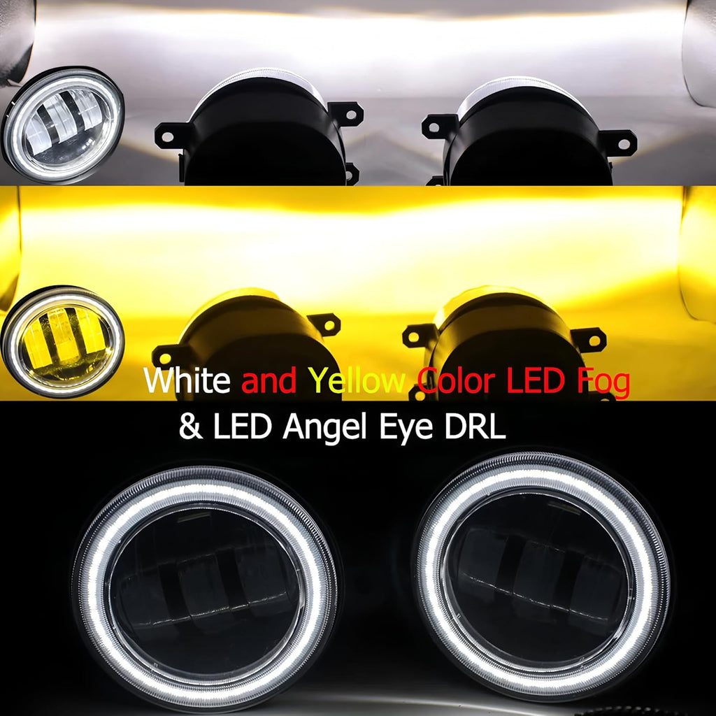 Original Car Upgraded LED Angel Eyes Fog Lights Compatible With Honda Civic CR-V CR-Z Fit JAZZ HR-V Pilot Accord Odyssey Ridgeline Crosstour GK5 Crider 2012 2013 2015 2016 2018 2019 2020 2021 2022
