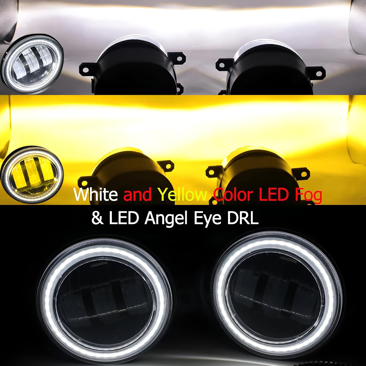 Original Car Upgraded LED Angel Eyes Fog Lights Compatible With Honda Civic CR-V CR-Z Fit JAZZ HR-V Pilot Accord Odyssey Ridgeline Crosstour GK5 Crider 2012 2013 2015 2016 2018 2019 2020 2021 2022
